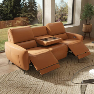 AeroStretch 3-Seater Power Recliner Sofa with Table Tray