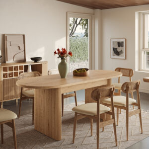 Todd Japandi Oval Dining Table with Extendable Tabletop