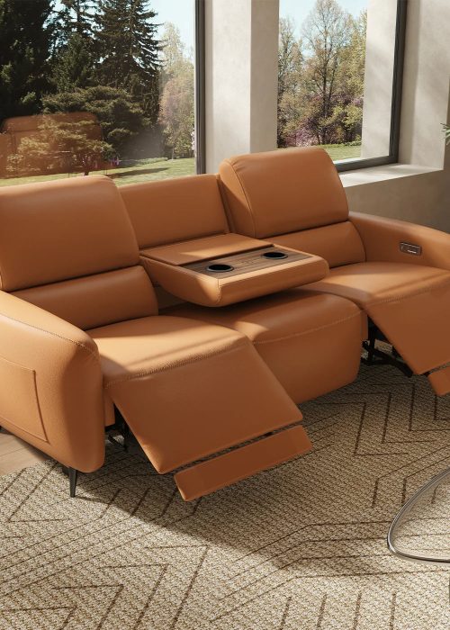 AeroStretch 3-Seater Power Recliner Sofa with Table Tray