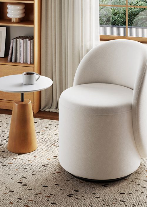 Kelly Nordic Round Back Swivel Vanity Stool
